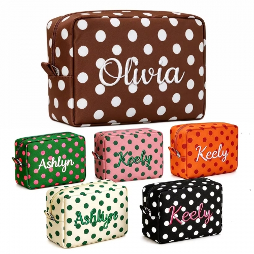 Personalized Polka Dot Cosmetic Bag