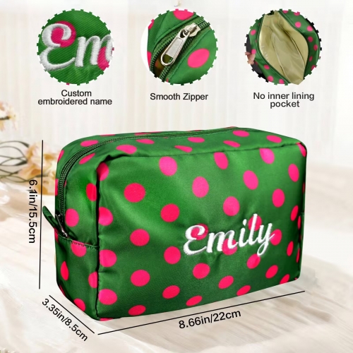 Personalized Polka Dot Cosmetic Bag
