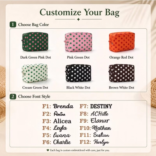 Personalized Polka Dot Cosmetic Bag