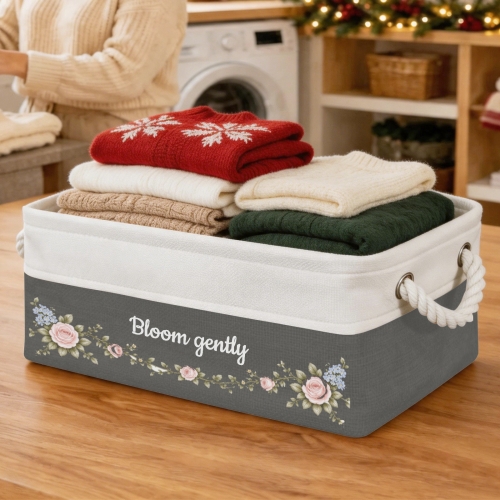 Custom Grey Storage Basket ( Large )
