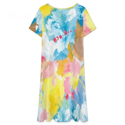 Women's V-Neck Short Sleeve Maxi Dress