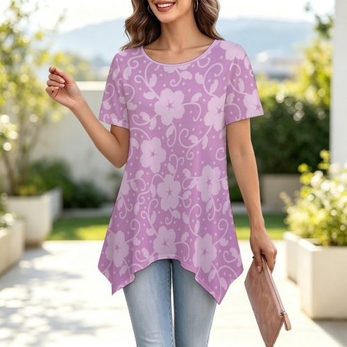 Women's Short Sleeve Asymmetric Hem Top
