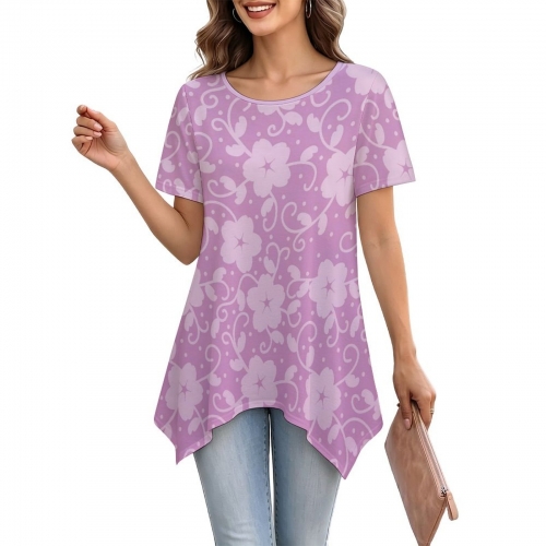 Women's Short Sleeve Asymmetric Hem Top