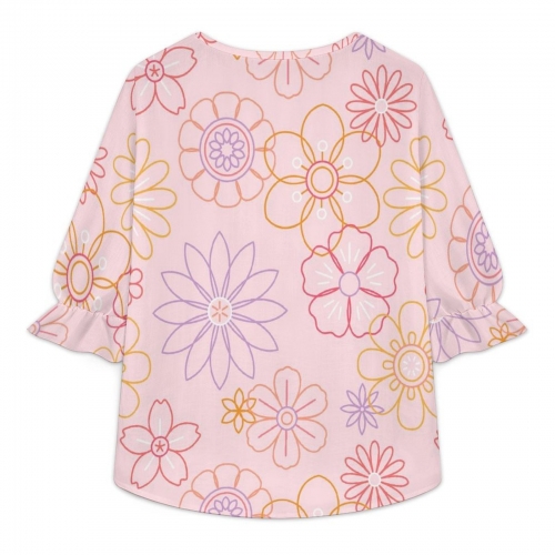 Women's Tie Neck Ruffle Sleeve Top