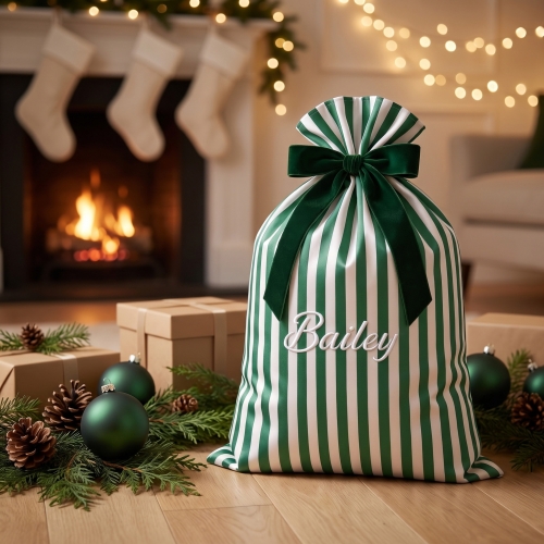 Custom Embroidered Christmas Gift Drawstring Bag