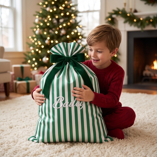 Custom Embroidered Christmas Gift Drawstring Bag