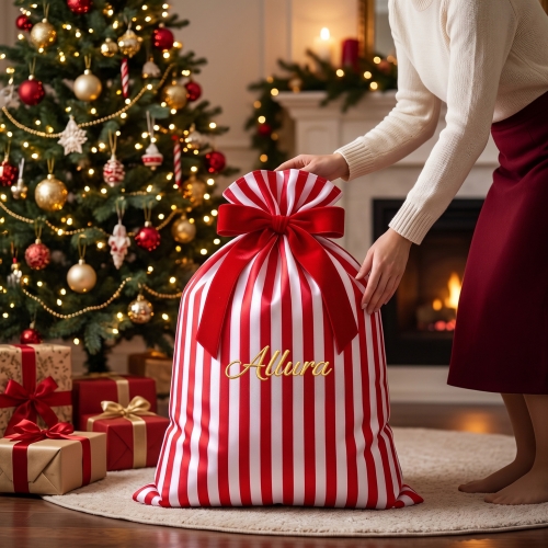 Custom Embroidered Christmas Gift Drawstring Bag