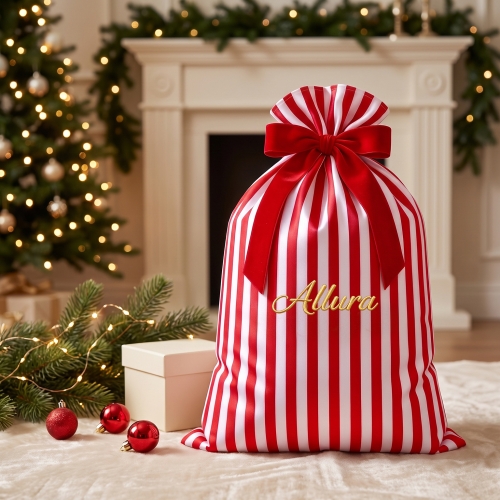 Custom Embroidered Christmas Gift Drawstring Bag