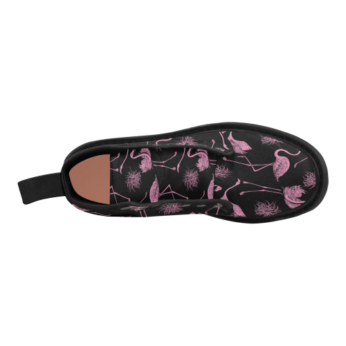 Women's Lace Up Canvas Boots (Model1203H)(Black)