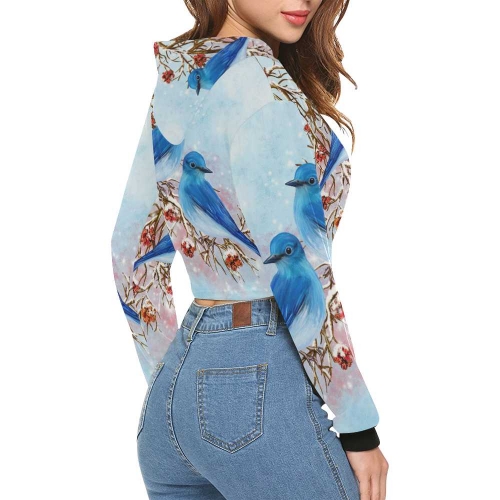 Women's All Over Print Cropped Hoodie (Model H22)
