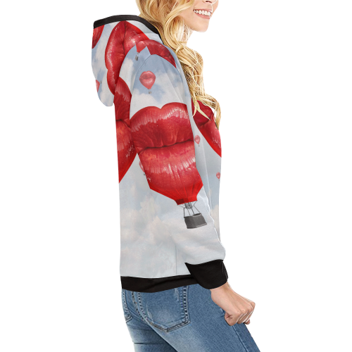 Women's All Over Print Turtleneck Pullover Hoodie (Model H24)