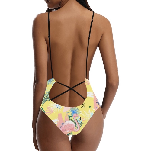 Women's Lacing Backless One-Piece Swimsuit (Model S10)