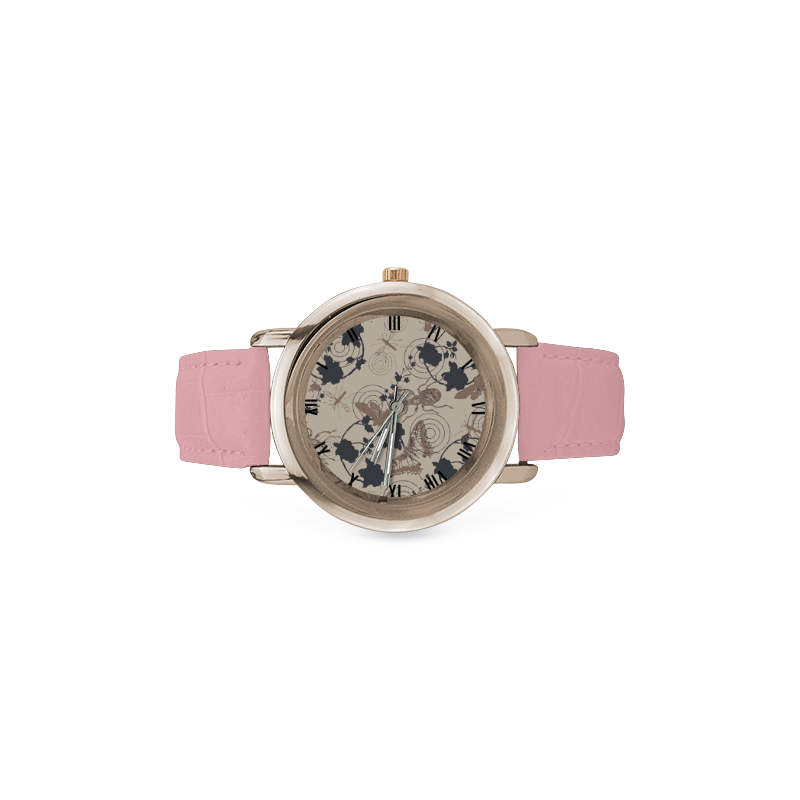 Custom Women's Rose Goldplated Leather Strap Watch Brand on Demand