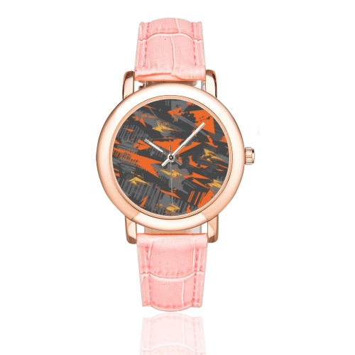 Women's Rose Gold-plated Leather Strap Watch (Model 201)