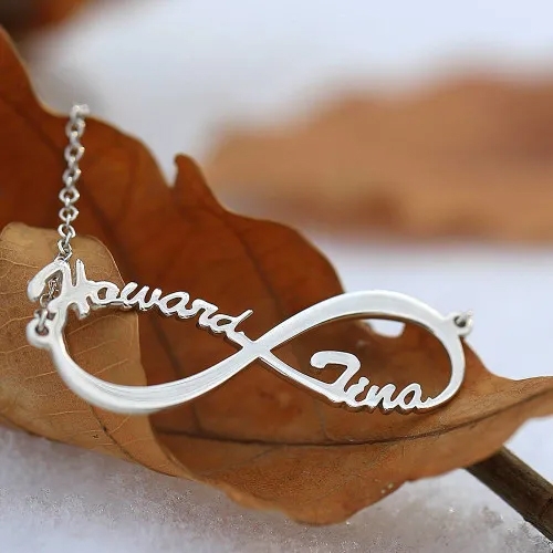Personalized Infinity Two Names Necklace Sterling Silver 925