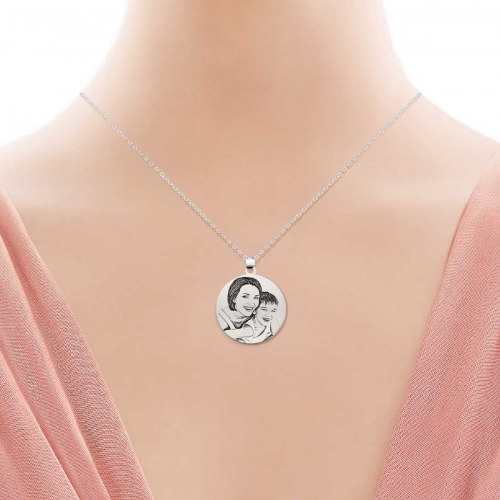 Photo Engraved Necklace Sterling Silver 925