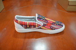 Men's Slip-on Canvas Shoes (Model 019) (Large Size) (Two Shoes With Different Printing)