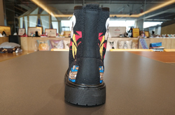 Women's Lace Up Canvas Boots (Model1203H)(Black)