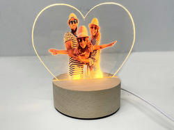 Heart-Shaped Acrylic Photo Panel with Light Base
