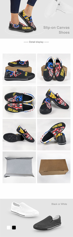 Slip-on Canvas Men's Shoes (Model019)(Two Shoes With Different Printing)