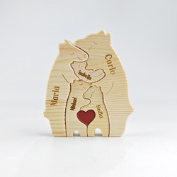 Wooden Bear Family Puzzle with 5 Names