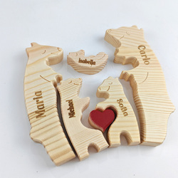 Wooden Bear Family Puzzle with 5 Names