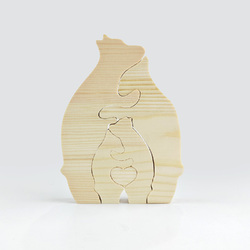 Wooden Bear Family Puzzle with 4 Names