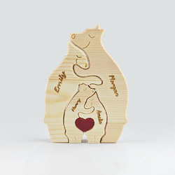 Wooden Bear Family Puzzle with 4 Names