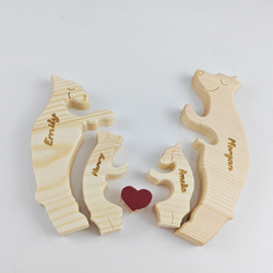 Wooden Bear Family Puzzle with 4 Names