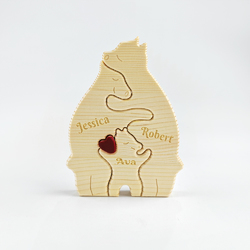 Wooden Bear Family Puzzle with 3 Names