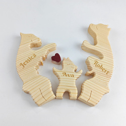 Wooden Bear Family Puzzle with 3 Names