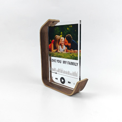 L-Shaped Walnut Holder Acrylic Photo Frame