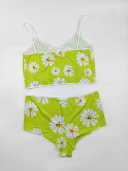 Floral Appliques Cami Top Shorts Pajama Set(Model Sets 24)