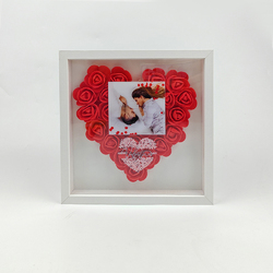 Heart-Shaped Flower Shadow Box 10"-Red