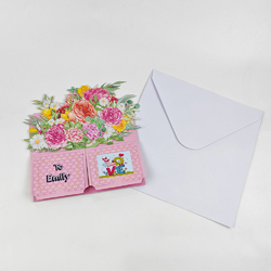 3D Pop Up Floral Box Greeting Card