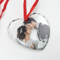 Personalized Crystal Glass Heart Ornament