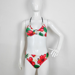 Drawstring Halterneck Three-Piece Swimsuit Skirt