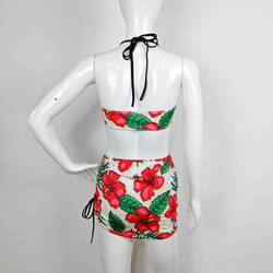 Drawstring Halterneck Three-Piece Swimsuit Skirt