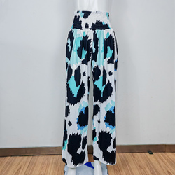 All Over Print Elastic Waist Wide Leg Pants
