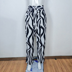 All Over Print Wide Leg Pants with Belt