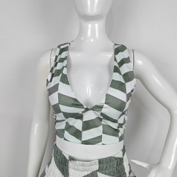 Deep V-Neck Racerback Cutout Active Crop Tops