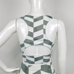 Deep V-Neck Racerback Cutout Active Crop Tops