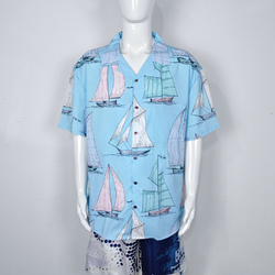 Men's Curved Hem Hawaiian Shirt (Model T87)