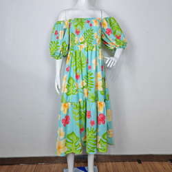 Women's Puff Sleeve Square Neck A Line Dress