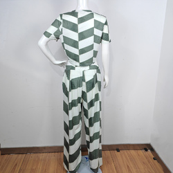 Crew Neck Short Sleeve Crop Top &  Wide Leg Pants Set