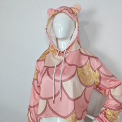 Women's Cat Ear Hoodie With Bare Midriff