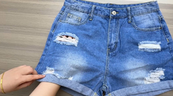 Light-Wash Blue Denim Shorts (Dual Pockets Print) | Ships from USA