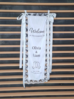 Peach Skin Tapestry with Lace Trim & Ribbons 12" x 40"