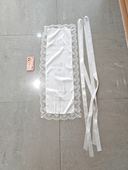 Peach Skin Tapestry with Lace Trim & Ribbons 12" x 40"